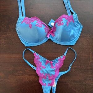 Agent Provocateur Molly Set in Blue and Fuchsia